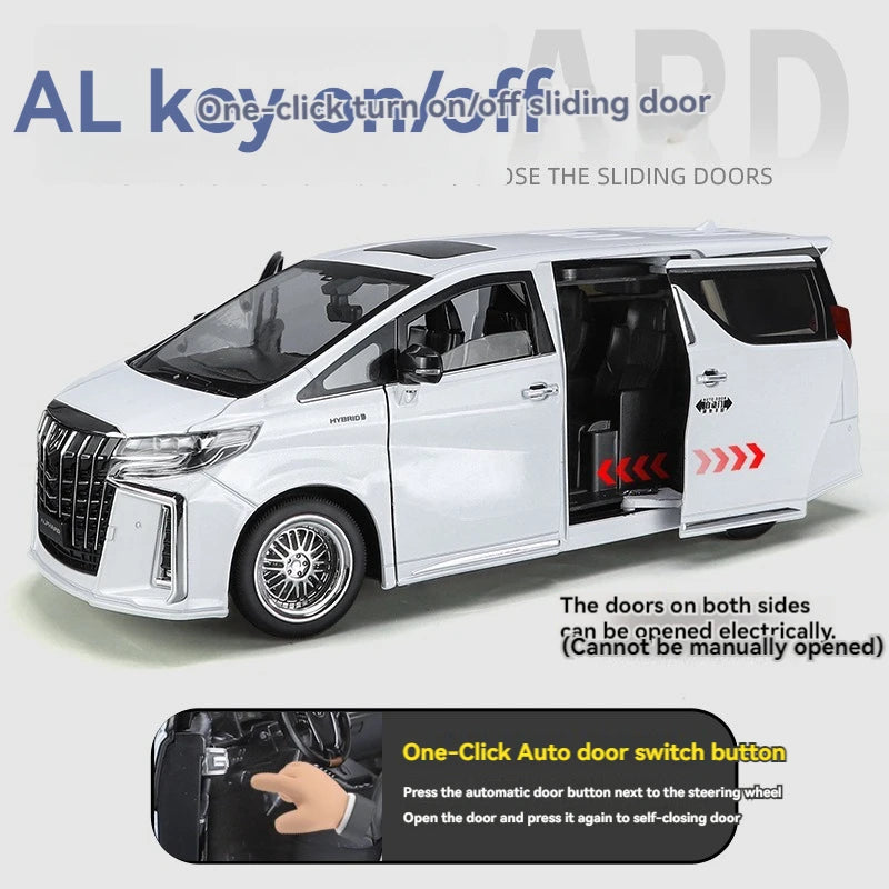 1:18 Scale Diecast Toyota Alphard Car Model with Lights, Sound and Door Open Switch
