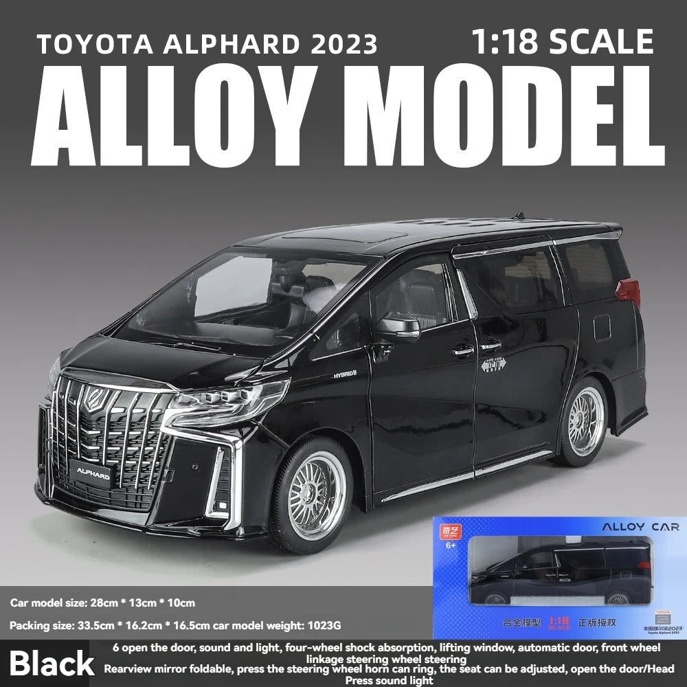 1:18 Scale Diecast Toyota Alphard Car Model with Lights, Sound and Door Open Switch