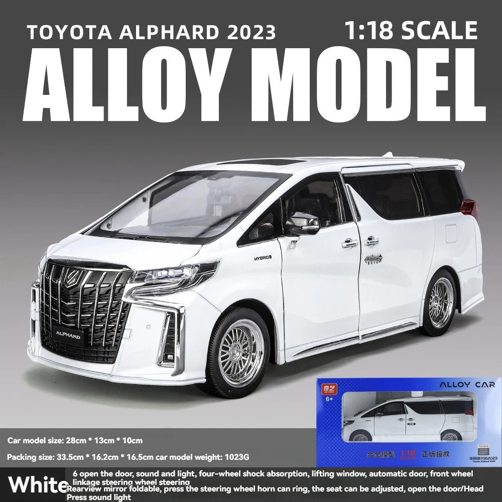 1:18 Scale Diecast Toyota Alphard Car Model with Lights, Sound and Door Open Switch