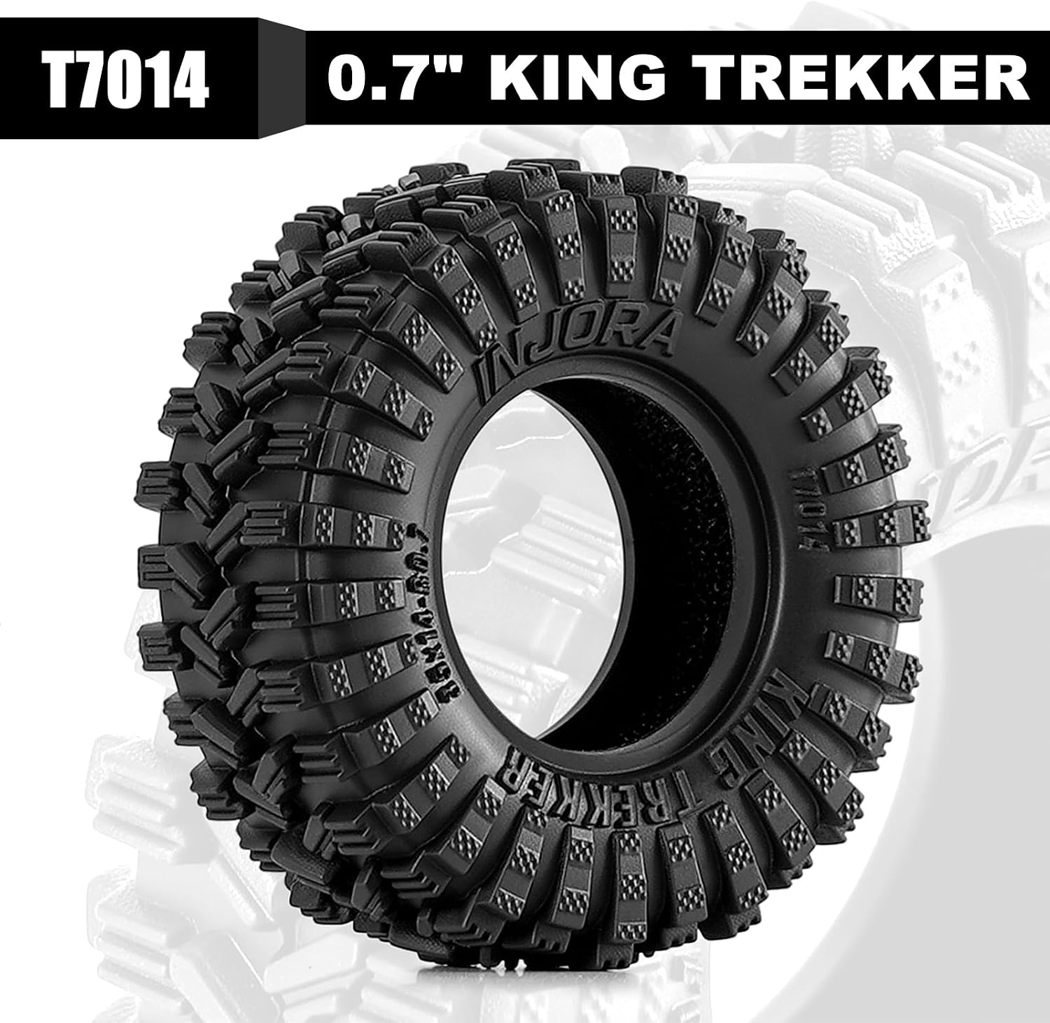 INJORA 0.7" King Trekker Tires 35 * 14mm for Axial SCX30 (T7014)