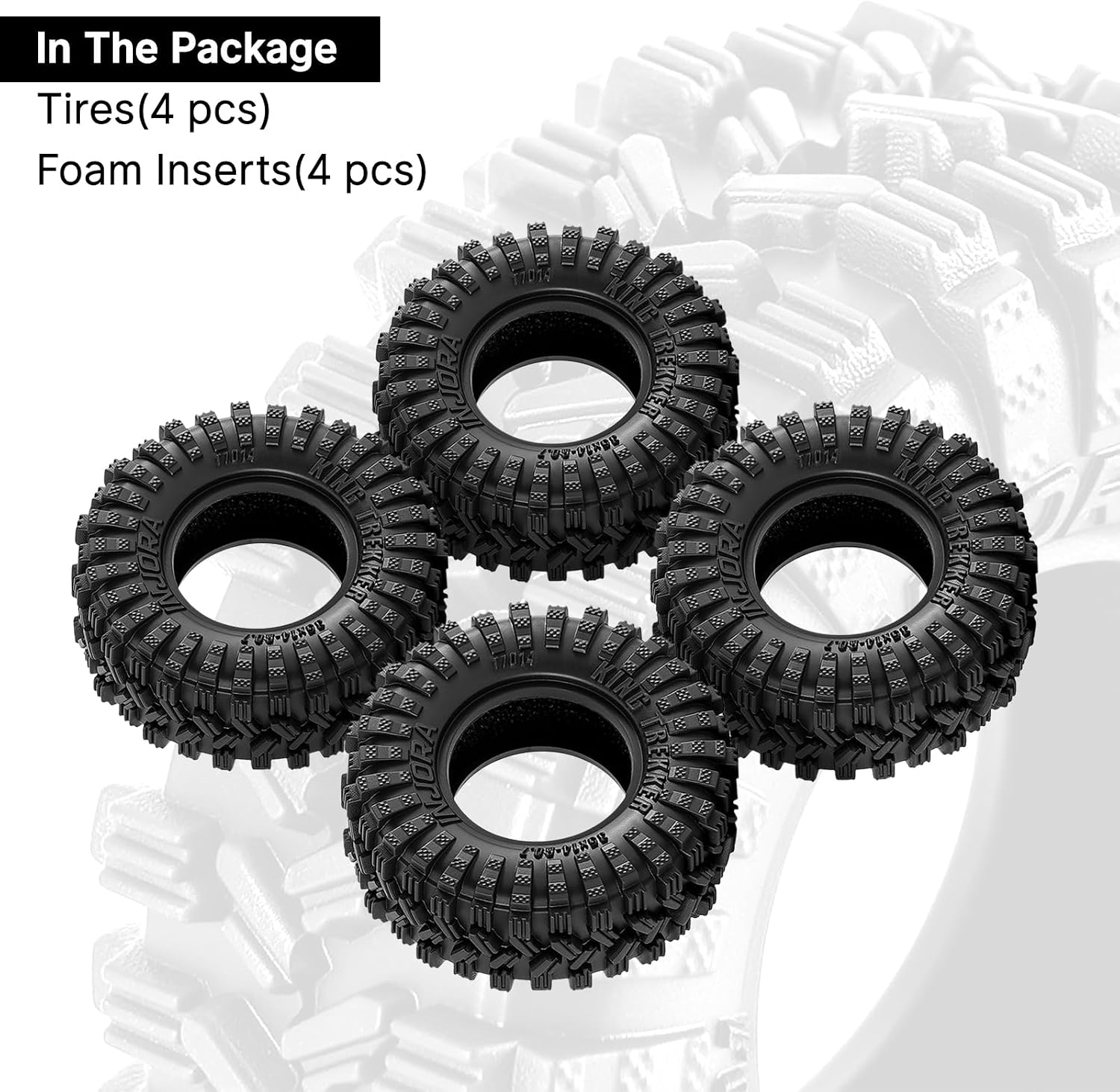 INJORA 0.7" King Trekker Tires 35 * 14mm for Axial SCX30 (T7014)