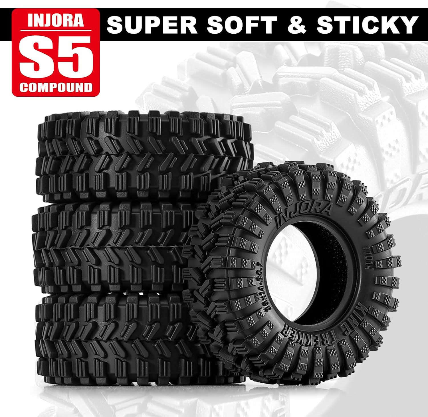 INJORA 0.7" King Trekker Tires 35 * 14mm for Axial SCX30 (T7014)