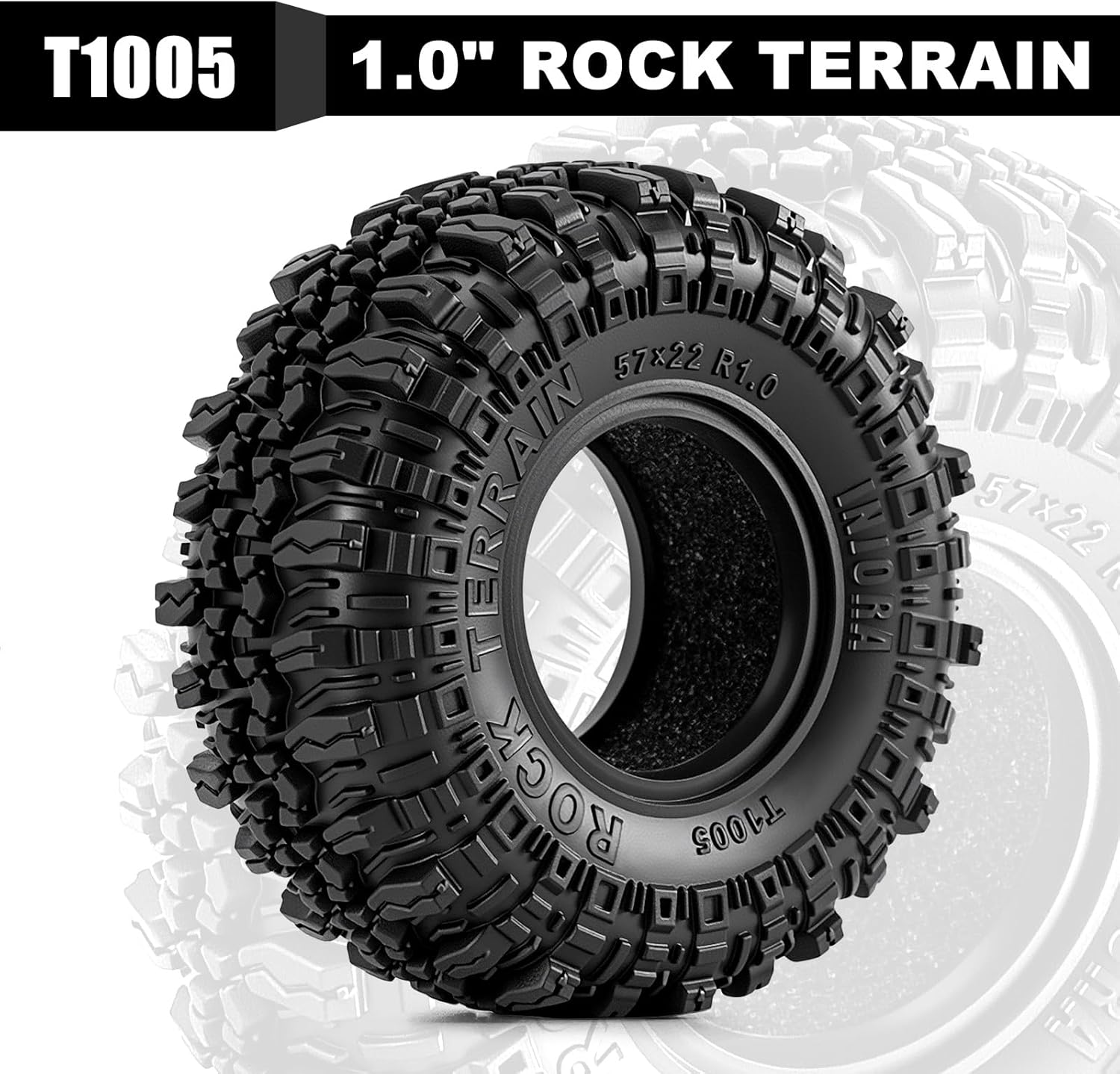 INJORA G2 57*22mm 1.0" Rock Terrain Tires (T1005)