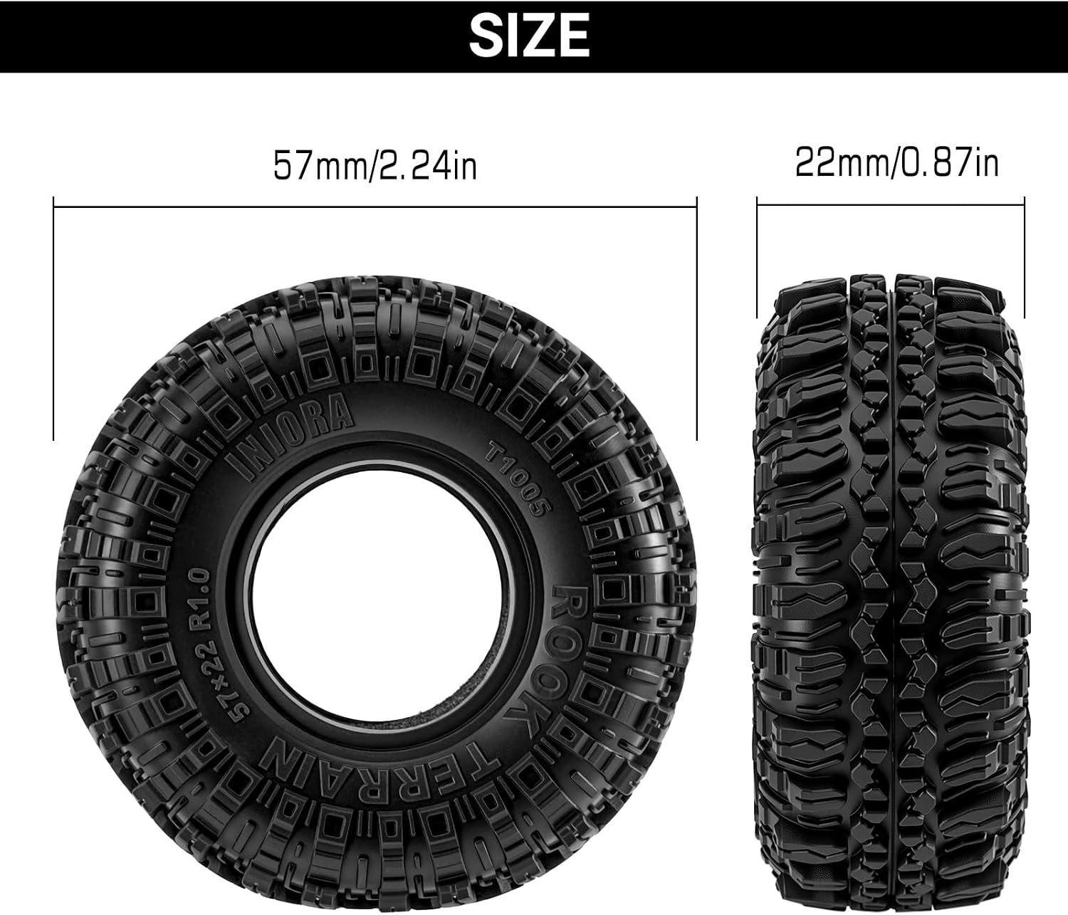 INJORA G2 57*22mm 1.0" Rock Terrain Tires (T1005)