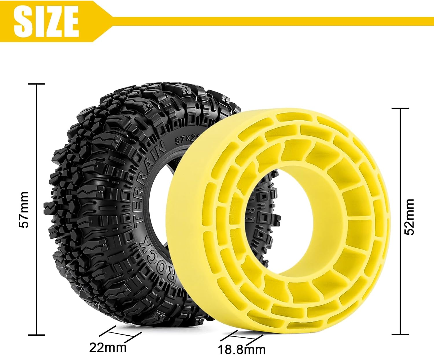 INJORA G2 57*22mm 1.0" Rock Terrain Tires (T1005)