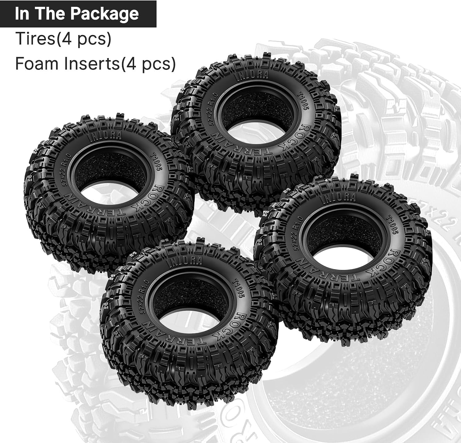 INJORA G2 57*22mm 1.0" Rock Terrain Tires (T1005)