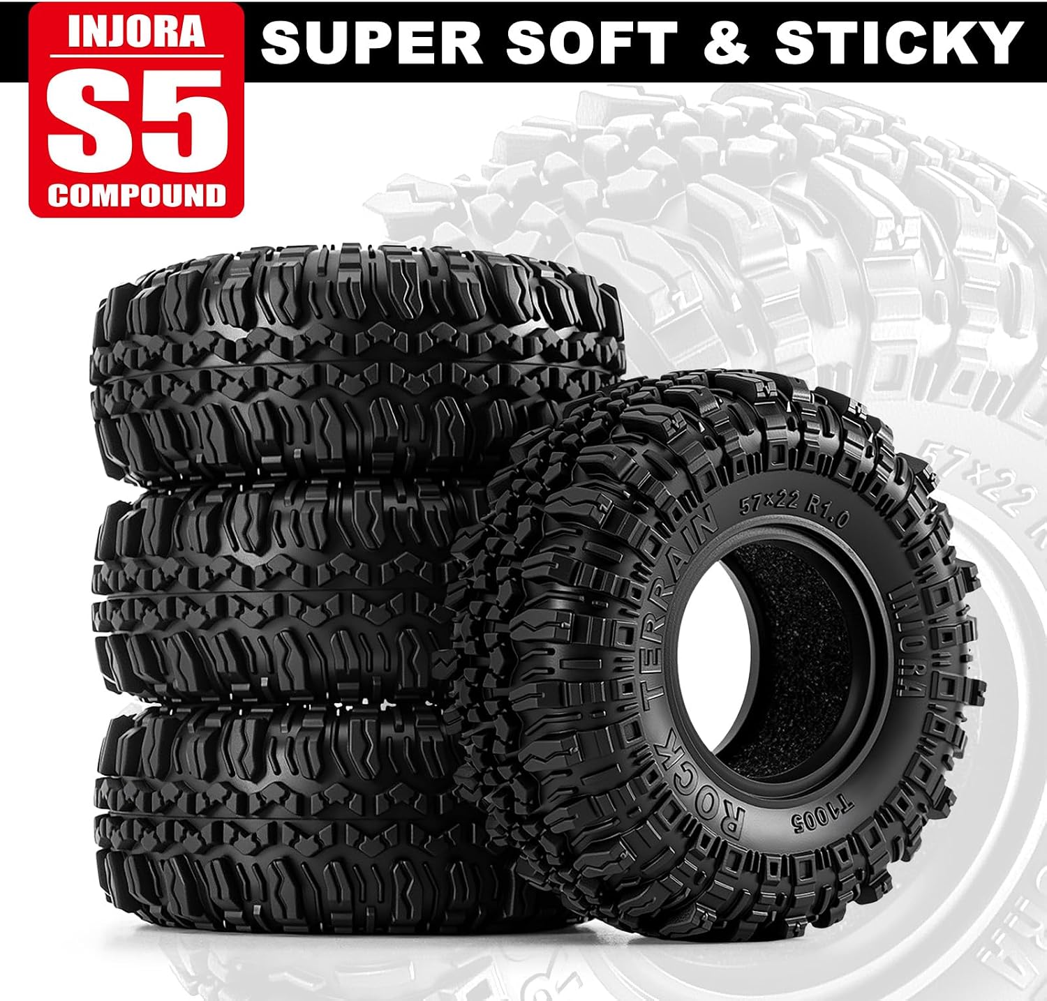 INJORA G2 57*22mm 1.0" Rock Terrain Tires (T1005)