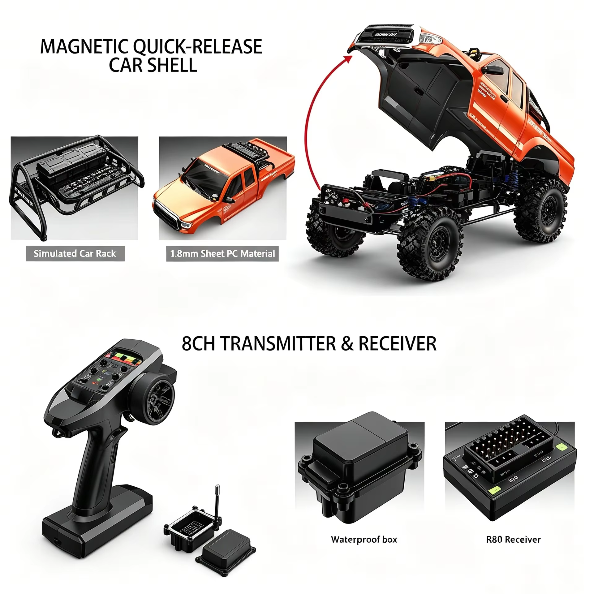 MJX Hyper Go H8E 1/8 Sensored Brushless 4WD RC Crawler DC Version