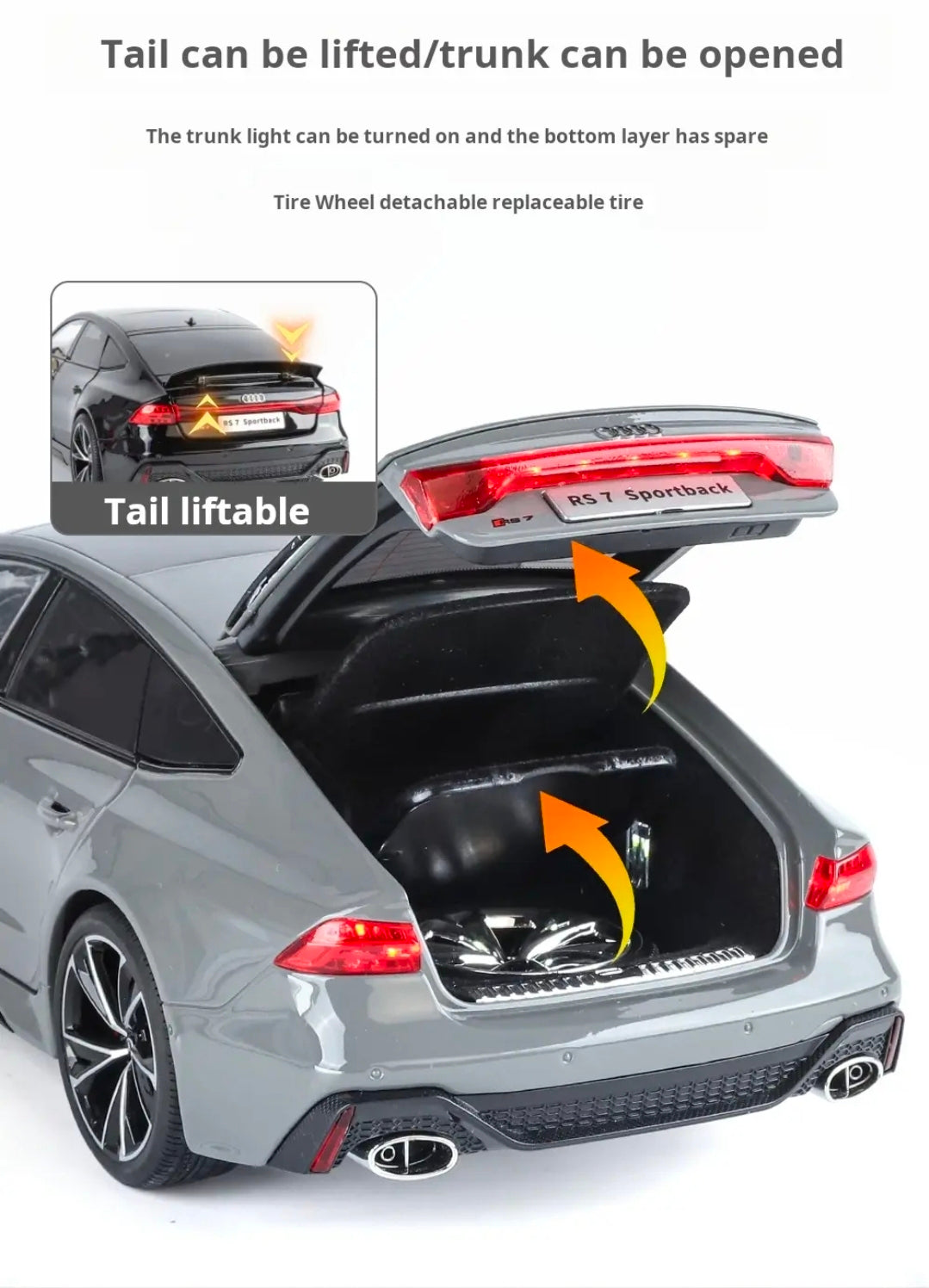 1:18 Audi RS7 Sportback Diecast Model with Remote Key