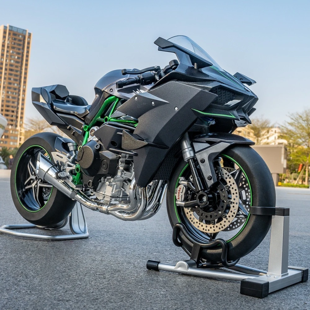 1:6 Kawasaki Ninja H2R Miniature Simulation Bike Model - Silver/Black Edition